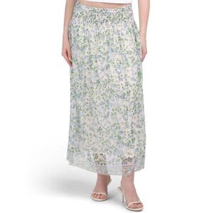 MAX STUDIO LONDON Printed Mesh Maxi Skirt With Smocked Waist